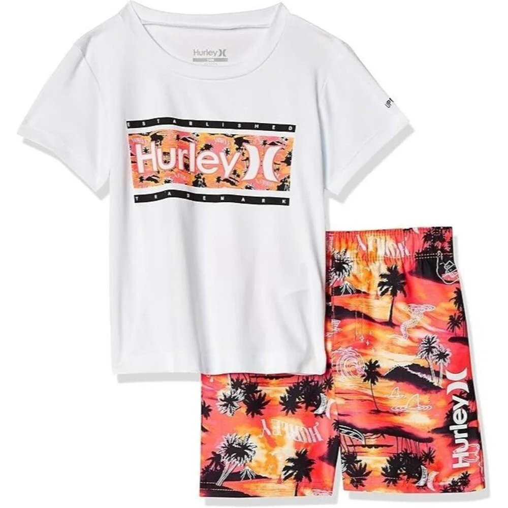 NEW Hurley Boys' Swim trunks 2-Piece  Set 24 months palm trees matching